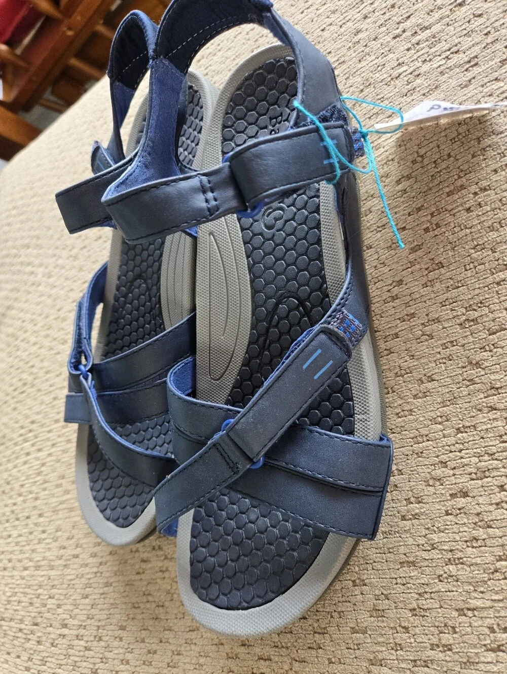 Womens BareTrap Navy Blue Adjustable Strap Sandals, 9M